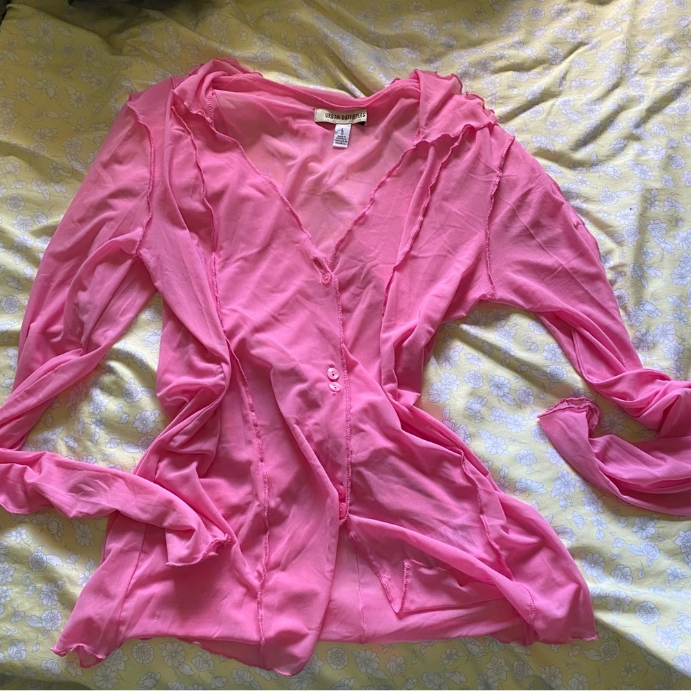 Sheer pink urban button up